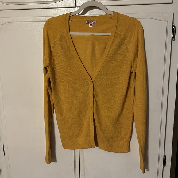 Mustard Yellow Button Up Yellow Cardigan - Picture 3 of 10